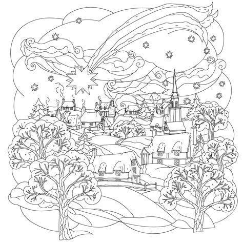 christmas village coloring pages