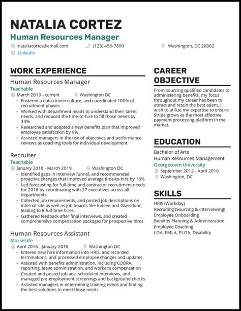 resume summary examples hr