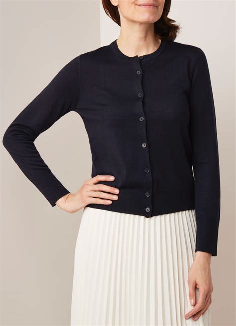 filippa  vest van merino wol met knoopsluiting donkerblauw de bijenkorf