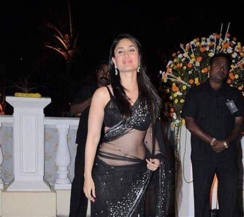 kareena kapoor navel show photos in black saree black