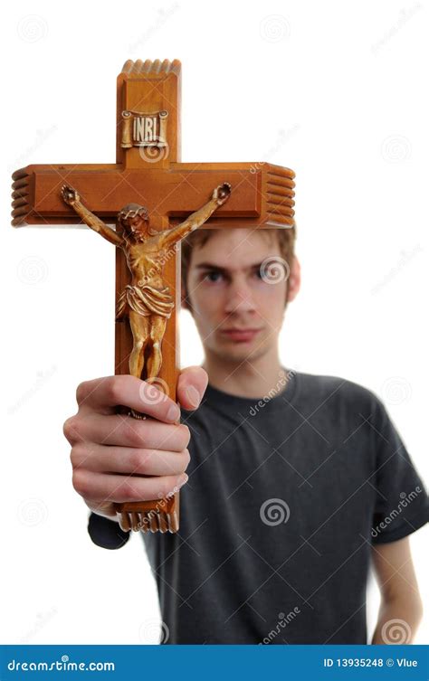 holding  crucifix royalty  stock  image
