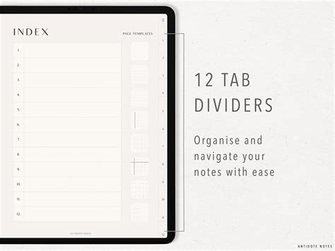 digital notebook  tabs  digital page templates  etsy