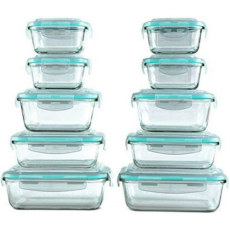 [20 Piece] Glass Food Storage Containers Set With Snap Lock Lids Safe