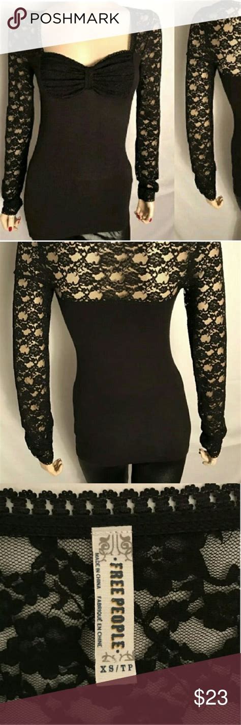 Nwot Free People Sexy Black Low Cut Lace Top Nwot Sexy Free People Low