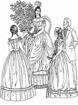 Coloring Pages Adults Victorian Fashion Women Realistic Adult Colouring Gathering Choose Board Dresses sketch template