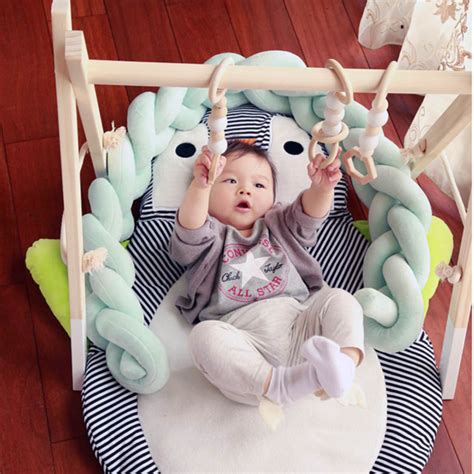 wooden baby play stand nursery fun hanging toys mobile wood rack