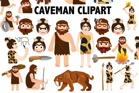 caveman clipart  illustrations design bundles