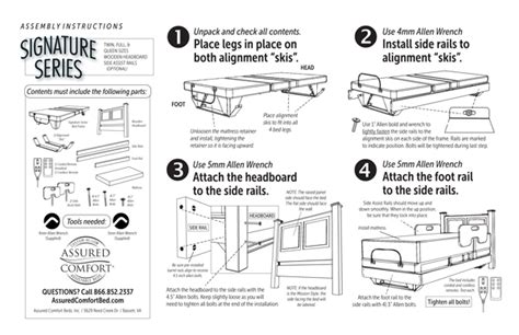 signature series assembly instructions assured comfort   adjustable beds