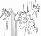 Iron Man Coloring Hulk Pages Printable Fighting Together Air sketch template