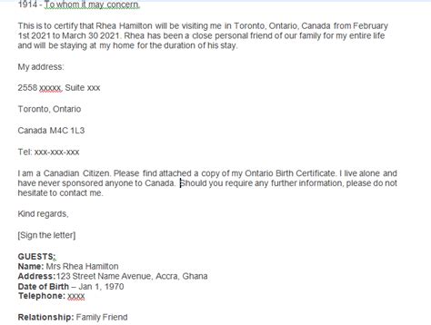 write  invitation letter  canada visa correctly sample