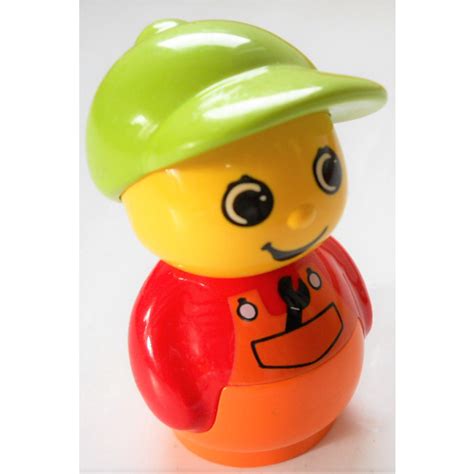 lego boy orange base red top wrench  pocket minifigure brick owl