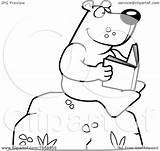 Reading Bear Book Clipart Boulder Coloring Cartoon Outlined Cory Thoman Vector Clip Regarding Notes Clipartof sketch template