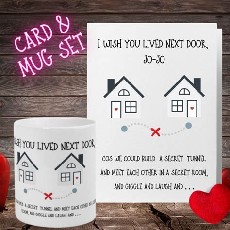 I Wish You Lived Next Door Card Mug And Personalised Card Custom