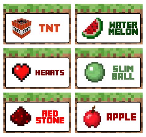 minecraft food labels  printables printable word searches