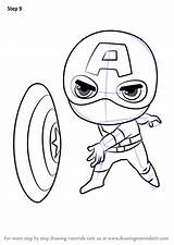 America Captain Chibi Drawing Step Draw Tutorials sketch template