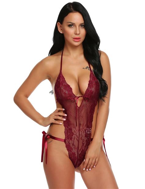 body de lencería sexy para mujer sheer floral lace teddy pa 9 840