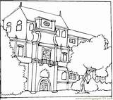 Coloring Pages Bungalow Houses House Beautiful Printable Big Color Buildings Colouring Building Main Popular sketch template