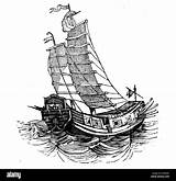 Chinese Ship Ancient Rudder Sailing Engraving Sternpost Junk Stock Alamy Dated 19th Century sketch template