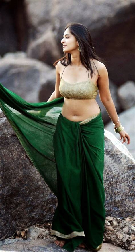Anushka Shetty Hot In Backless Blouse Photos And Navel Show Hd Stills