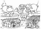 Coloring Zoo Cage Package Animal Set Animals Pages Six Children Beautiful sketch template