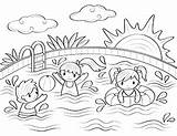 Coloring Pages Pool Swimming Summer Printable sketch template