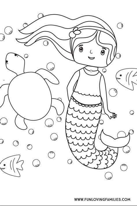 simple mermaid coloring sheet  kids   calm indoor