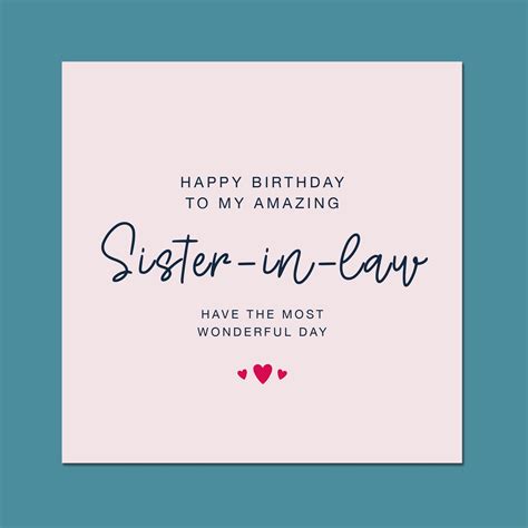 sister  law birthday card personalised birthday card  etsy uk