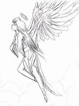 Flying Angel Simple Drawing Anime Drawings Pencil Sketch Female Tattoo Sad Deviantart Template Coloring Getdrawings Templates Pages Baby 2005 sketch template