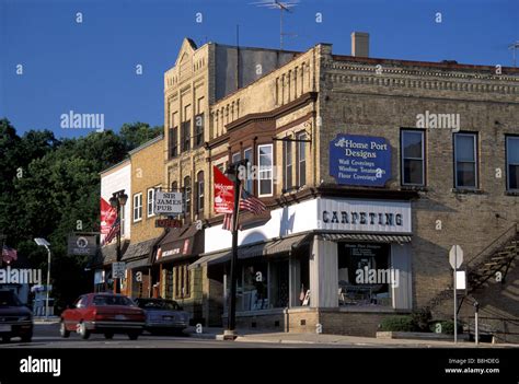 downtown port washington wi usa stock photo royalty  image