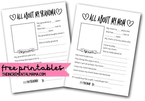 mothers day questionnaire printable grandma questionnaire
