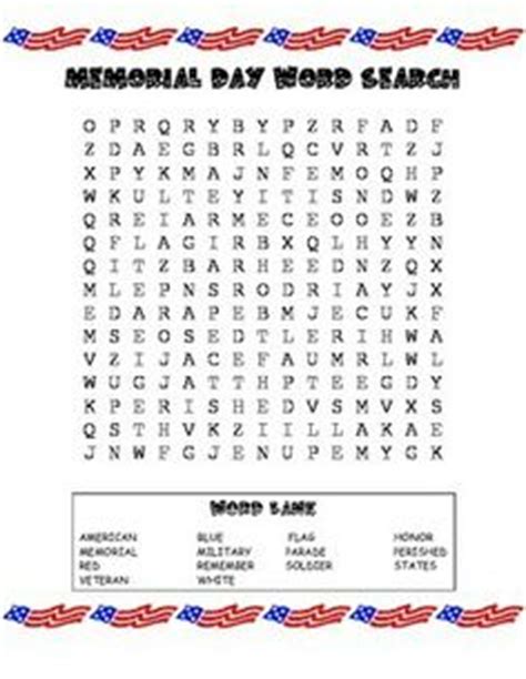 print    memorial day word search    students