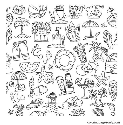 aesthetic beach coloring pages