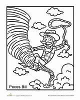 Coloring Tall Pecos Bill Tale Pages Education Popular Tales sketch template