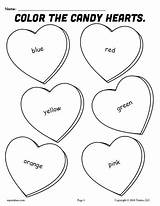 Coloring Hearts Candy Printable Valentines Valentine Color Pages Worksheets Words Preschoolers Preschool Heart Sheets Kids Supplyme Colors Red Easy Mpmschoolsupplies sketch template