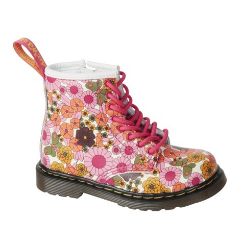dr martens brooklee pink vintage daisy softy  infant boot