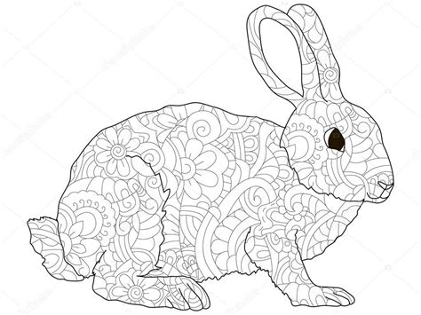 adult antistress coloring rabbit hare animal pattern astrakhan