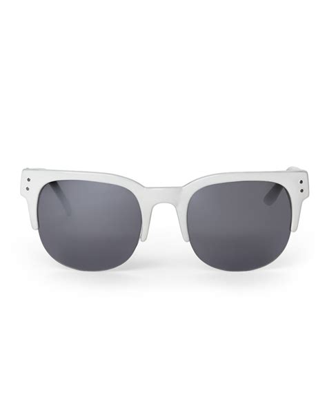 cole haan white half rim wayfarer sunglasses in white lyst