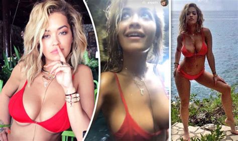 Rita Oras Ample Assets Spill Out Of Tiny Bikini Top As She Flaunts