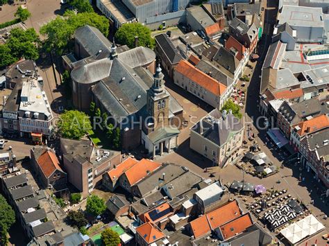 aerophotostock roosendaal luchtfoto oude raadhuis en sint janskerk aan de markt