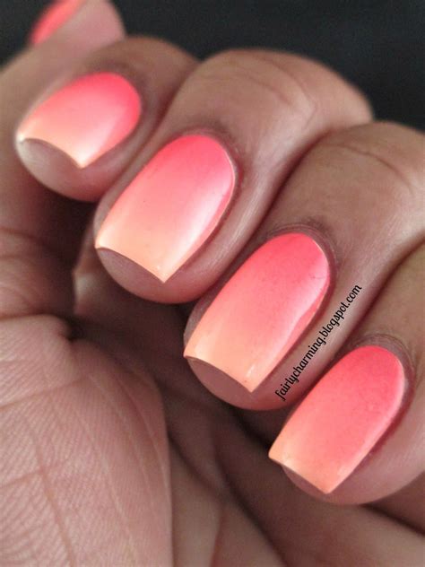 charming neon   happy faded nails coral ombre nails coral gel nails