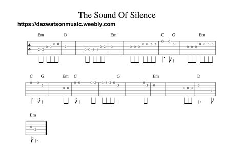 The Sound Of Silence Easy Guitar Tab Learn Guitar Chords Guitar
