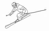 Skiing Colouring Coloringsky sketch template