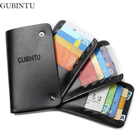 gubintu leather credit card holder wallet   card slots rfid men