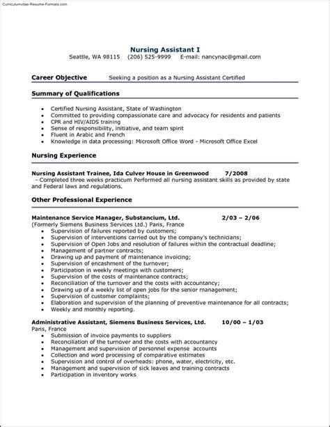 certified nursing assistant resume template  samples examples