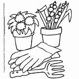 Coloring Spring Pages Flowers Garden Printable Preschool Jardinage Cut Outils Pot Color sketch template