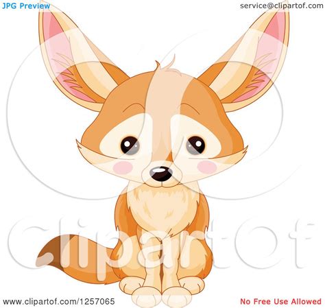 Clipart Of A Cute Fennec Fox Sitting Royalty Free Vector