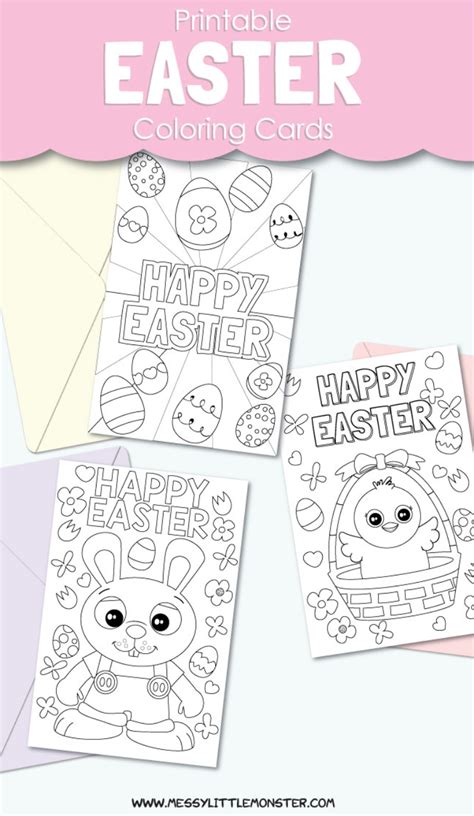 printable easter cards  colour messy  monster