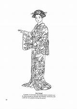 Coloring Japanese Book Pages Fashions Designs Japan Template Kimono Chinese sketch template