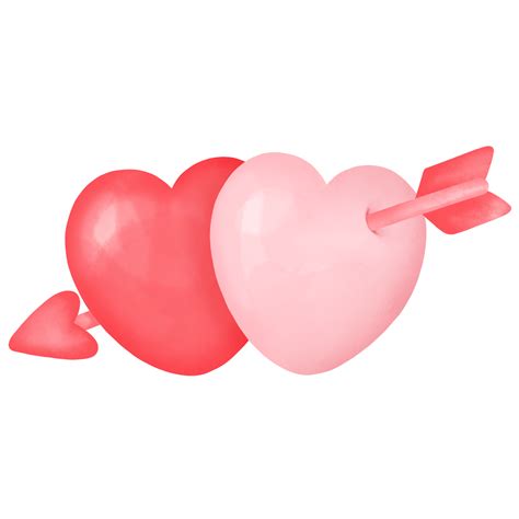 watercolor heart arrow happy valentines day clipart  png