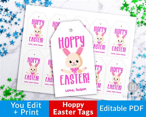 easter tags printable hoppy easter  digital  shop
